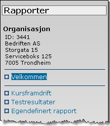 1 Rapporter Rapportdelen DataPower Learning Online inneholder en rapportdel som kan brukes for å følge opp kursdeltakernes framdrift og testresultater.