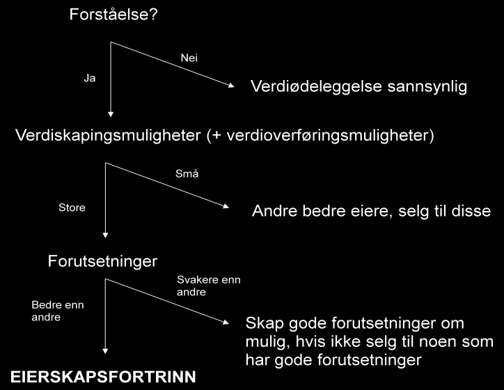 Figur 8 Forutsetninger for eierskapsfortrinn Kilde: Lasse B. Lien Forelesning i Konsernstrategi 16.09.