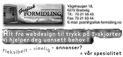 Sjø Våghallvegen 30. 6270 Brattvåg Tlf.: 70 21 60 65 Fax: 70 21 66 60 Mob. 947 05 380 Mob.