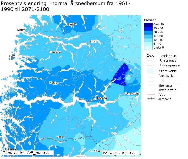 side 8 Klimaendringer i Norge Det ligger mye gratis tilgjengelig informasjon ute på nettet som beskriver hvordan klimaet kan endre seg i Norge, og hvordan dette kan slå ut lokalt.