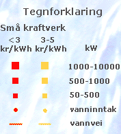 Figur 27 Kart som viser potensialet for små kraftverk i Tysfjord kommune.