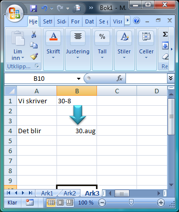 oppover igjen, etc, etc. Dette slipper vi om vi i stedet dobbeltklikker, da autofyller Excel bare så langt ned som den har referanser til venstre å forholde seg til.