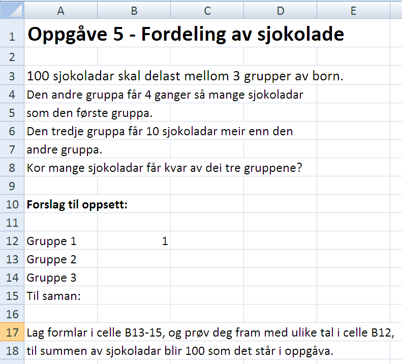 4.4.5 Oppgåve 5 Figur 16 - Oppgåvetekst 5 Kjelde: Rojano & Sutherland (1997) Oppgåve 5 var den oppgåva som tok kortast tid å løyse.