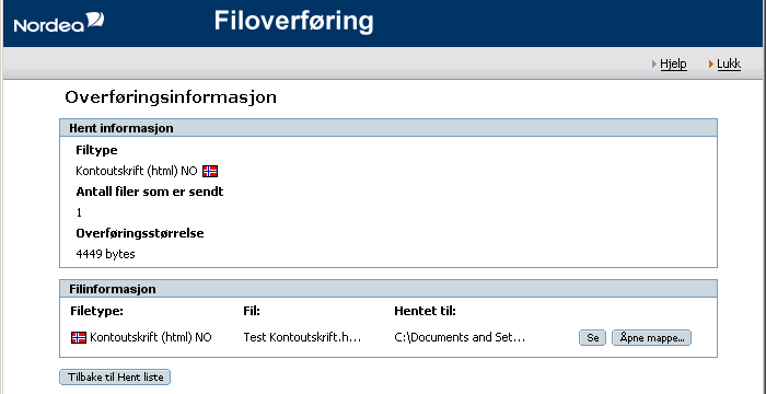 Ved første gangs bruk av en Filtype vil en boks automatisk dukke opp for å lage en filsti.