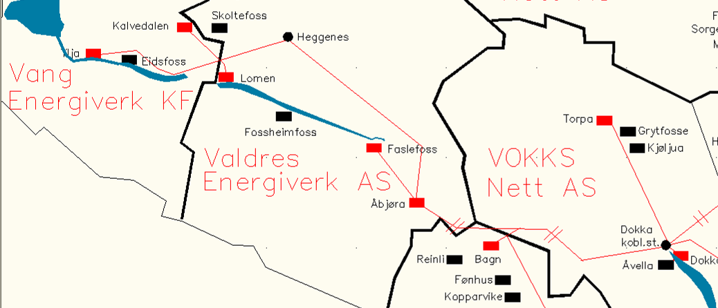 6.2.1 Hyggjande koblingsstasjon Beito Figur 6-1 Linjekart Valdres Beito transformatorstasjon Beito transformatorstasjon ble satt i drift i desember 211 med 132 kv-tilknytning som T- avgrening mellom