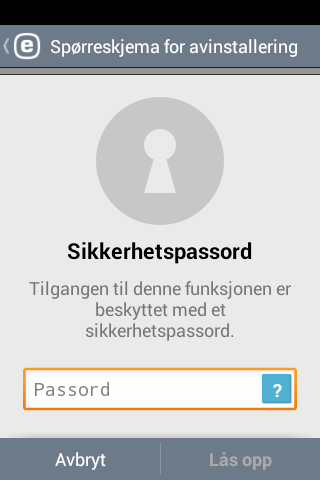 2.5 Avinstallering Hvis du ønsker å avinstallere ESET Mobile Security bruker du veiviseren som er tilgjengelig i hovedmenyen til ESET