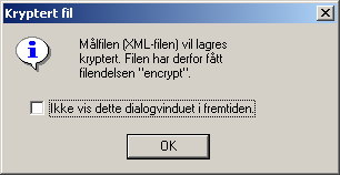 Klikk på "Utfør konvertering": Hvis filtypen er ssb99elevfag, ssb99voksen, ssb99resultat eller ssb99elev, vil programmet gi målfilen filendelsen ".encrypt" hvis dette ikke er angitt i utgangspunktet.