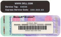 Windows-lisensetikett Service-ID og Microsoft Windows -lisens Disse etikettene finner du på datamaskinen (se Maskinen