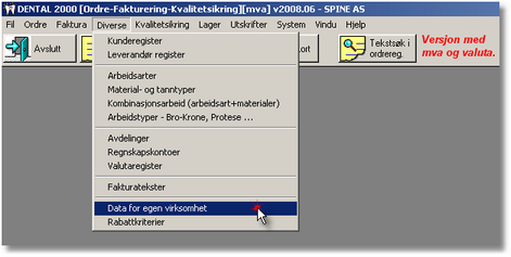 42 DENTAL2000 - Dokumentasjon Utvalget er aktivert for samtlige sorteringsmuligheter i ordreregisteret.