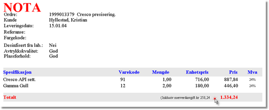 Referanse ordre/fakturering 63 merverdiavgift Når merverdiavgift er aktivert i programmet vil du få anledning til å spesifisere på arbeidsarten hvorvidt varen er mva.pliktig eller ikke.