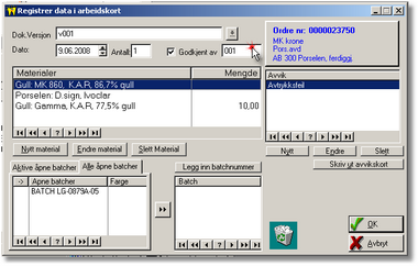 74 DENTAL2000 - Dokumentasjon Programmet har generert et arbeidskort ut i fra de definisjonene du har gjort når du definerte arbeidskortet.