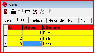 Manuell tildeling Du kan også tildele startnr manuelt. Det gjøres på hver deltaker og er enklest dersom man står i listedelen.