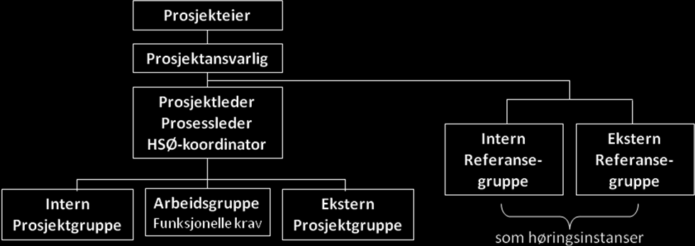 A.2 rganisering av forprosjektet Forprosjektet er et samarbeidsprosjekt mellom Helsedirektoratet og Helse Sør-Øst RHF, med Helsedirektoratet ved Avdeling standardisering som utførende.