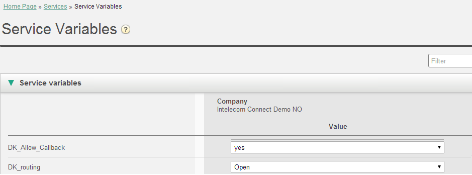 7.3 Tjenestestyring Denne modulen lar deg endre noen variabler i Connect-plattformen.