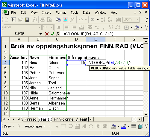 Altså; hvis alder er større enn 67, skal kontingenten være 75, og hvis den er mindre, skal kontingenten være 150 Formelen blir da: =HVIS(C6>=$C$3;$C$2;$C$1) Da er det bare å kopiere (autofylle)