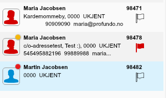 4.3 Tre kolonner med informasjon Under fanen Navn er informasjonen delt inn i tre kolonner: 1 2 3 1. Liste søkeresultatet av det du har søkt etter.