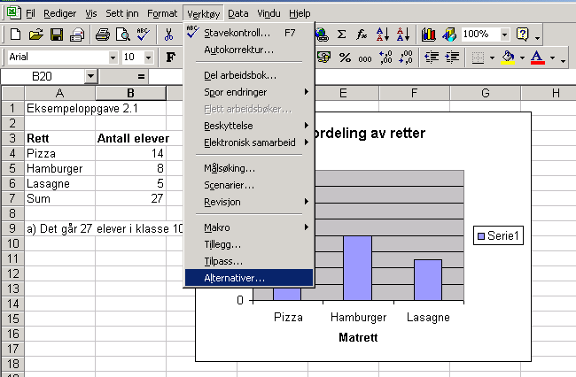 Denne oppstillingen vil være god nok f eks ved innleveringer og prøver, men det er klart at her er mye som kan gjøres f eks i forhold til rammer, skriftstørrelser, diagramlayout osv.