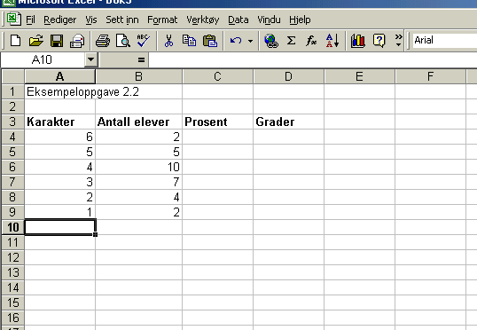 Legg merke til at kolonnene er blitt bredere. Disse kan du justere tilbake hvis du vil (se tidligere i kapitlet).