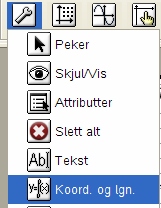 Trekk et linjestykke mellom A og B. Lag ei linje gjennom C som er parallell med linjestykket AB. Det gjør du ved å velge verktøyet Parallell, klikke på punktet C og så på linjestykket AB.