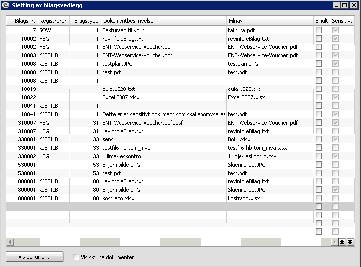 2.1.7.2. Spørre på sensitive vedlegg Er et vedlegg merket som sensitivt, kreves det at brukeren som spør har tilgang til hele bilagets konteringer i sine fullmakter.