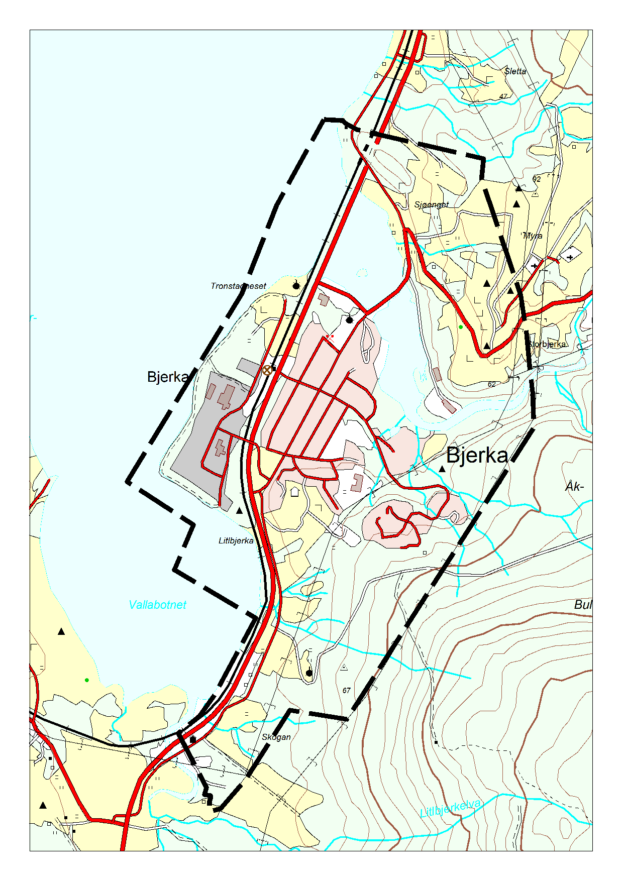 1.3 Planområdet Planområdet er ikke endret i forhold til gjeldende KA Bjerka. Det ses ikke behov for utvidelse av planavgrensningen.