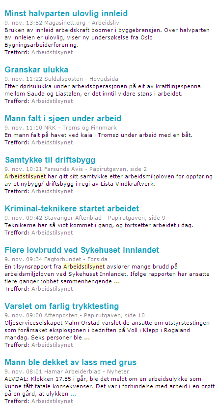 Sosial dumping Eksponering for kjemikalier Tidspress Tunge løft Ulykkesrisiko Vold og trusler Uverdige