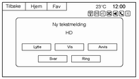 70 Telefon 3. Vis meldingen eller velg Lytte for å høre meldingen. Skjermen for visning av tekstmeldinger låses når bilen er i bevegelse.