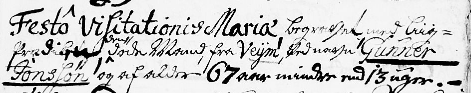 I perioden 1755 til 1762 hadde vi Gunnar Jonsen som ble født 1695 og gravlagt 2 juli 1762, 67 år gammel, han var sønn til Jon Gunnarsen på Aksdal bruksnr. 4-12. Han giftet seg 1.