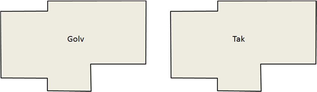 3.1.1 Areal av vegger, tak, golv og vinduer/dører Figur 3.1-4 viser hvordan klimaskjermen til Demohuset deles opp for energiberegningen. Arealet av dekkeforkantene skilles ut som egne arealer.