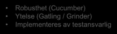 Testnivåer i systemlandskapet Black-box funksjonell systemtesting Cucumber Teststeg implementeres av testansvarlig Mot systemtestmiljø Valgt systemgrense Scenario: Send inn en preutfylt selvangivelse