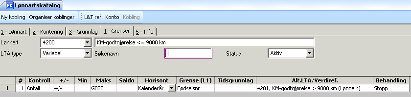 2.4.1 Feltforklaring Felt Sekvensnummer Kontroll Beskrivelse Teller for de forskjellige radene med verdigrensekontroll for den spesifikke lønnarten. Enheter for verdigrensekontroll.