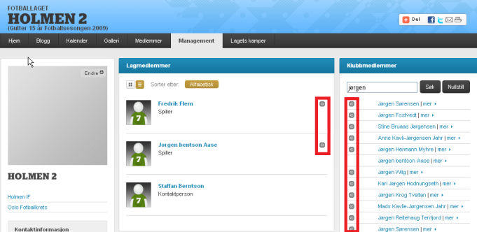 9 Knytte spillere til et lag - lagsadministrasjon Du som lagleder/kontaktperson/trener kan bestemme hvilke spillere som skal være koblet mot et lag.