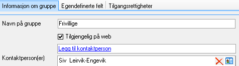 Påmeldinger generelt (NewRegToGroup) Påmelding til gruppe definert i Medarbeideren. Benyttes for ulike arrangement, og som effektiviserer påmeldingen.