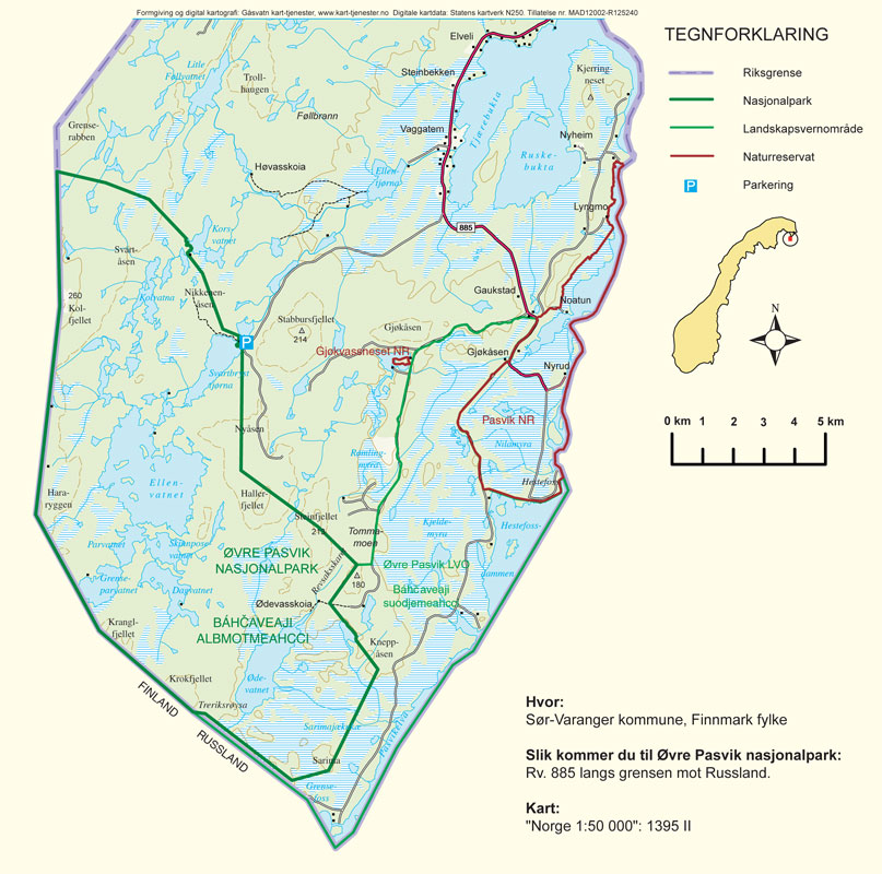 Vedlegg 3: Kart over Øvre Pasvik nasjonalpark med