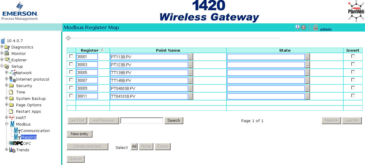 Konfigurering av nettverk i prosesshall Floating point with status valgt under DeltaV data type under fanen DeltaV siden parameterne er definert som flyttall.