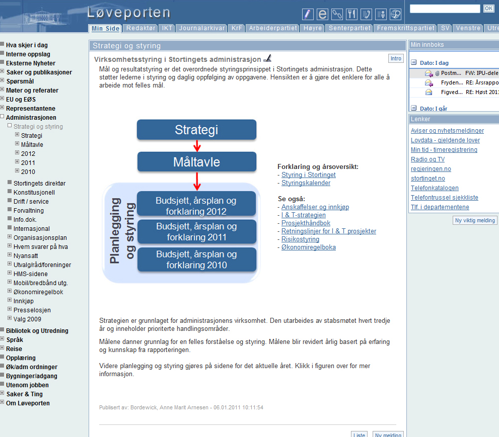 Hovedmålet i 2010 var å gjøre klart for en ny måte å gjennomføre plan- og budsjettarbeidet for 2012 på.