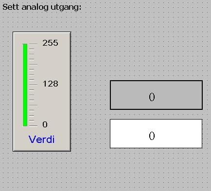 Neste steg ble å utvide programmet med en måte å styre den analoge utgangen i slave 1, samt lese av verdien fra den analoge inngangen.