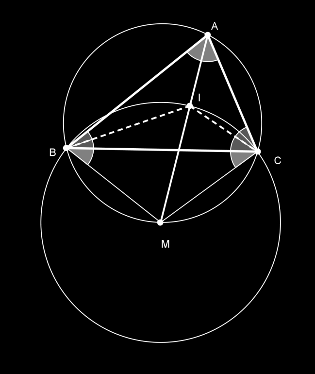 IMO 2006 PROBLEM 1 Problemet La ABC være en trekant med innsenter I. Et punkt P ligger inni trekanten og tilfredsstiller PBA PCA PBC PCB. Vis at AP AI med likhet hvis og bare hvis P I.