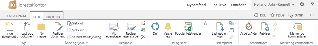 Bli kjent med funksjonene Funksjonsfanene er verktøyboksen for funksjoner slik som i Office Kommer til syne øverst i vinduet når du åpner en