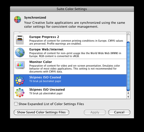 Installering av profiler og innstillinger Mac OS X Fargeprofilene ISOcoated_v2_300_eci.icc og PSO_Uncoated_ISO12647_eci.