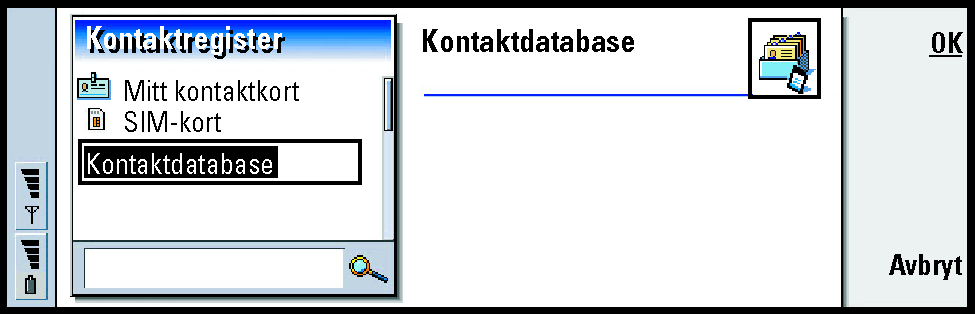 Slik oppretter du en ny kontaktdatabase Kontaktdatabaser er opprettet på et minnekort. 1 Trykk på Menu-tasten, og velg Fil > Flere valg > Ny database.