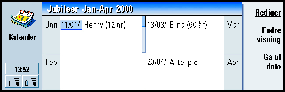 124 Kalender Årsplanlegging Figur 48 Årsplanleggingen viser timeplanen for valgt år. Bare oppføringer med farger vises i årsplanleggingen.