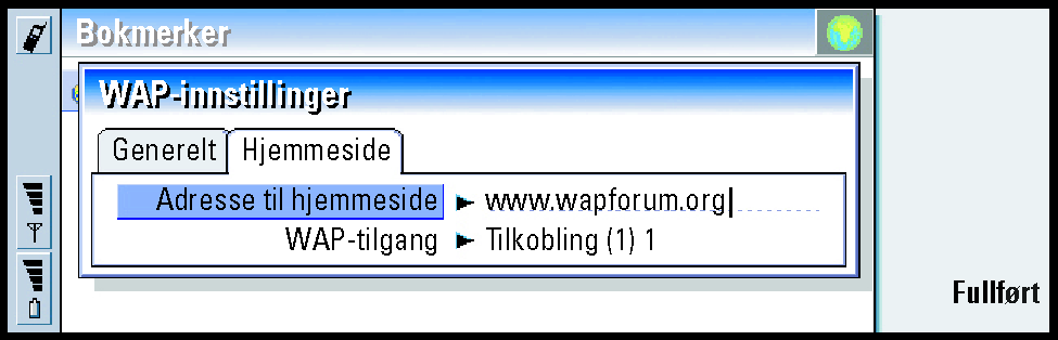 157 Når WAP-siden er åpen, bruker du pilene og på piltasten til å bla i visningsområdet og velge hyperkoblinger og aktiveringspunkter.