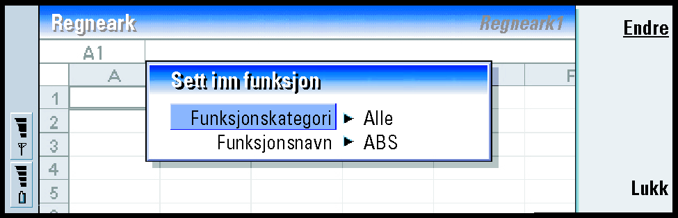 200 Kontor Slik skriver du inn data Du setter inn data ved å velge en celle med piltasten og skrive inn data i den valgte cellen.