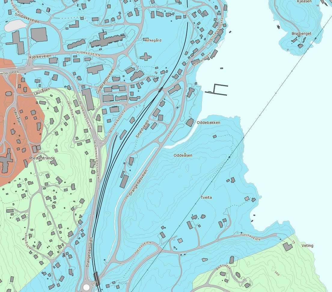 3.6 Grunnforhold Planområdet består av noe fjell i dagen, utfyllinger, sandstrand, skogsareal, hager og trafikkareal. I henhold til kart fra NGU, består hele sentrumsområdet av tykk havavsetning.