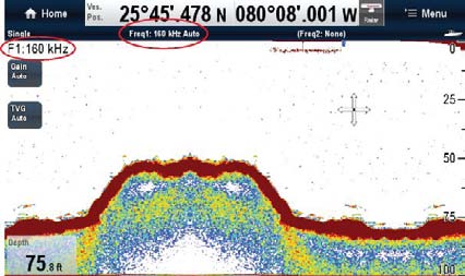 Når en CHIRP-sonarmodul er satt i en ikke-chirp-modus (f.eks. 50 khz eller 160 khz), kan CHIRP-sonarmodulen justere transduserens sendefrekvens.