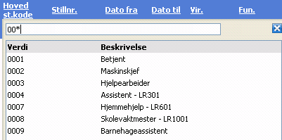 Navn St.kode du har flere sider så vil ikke de som ligger på de resterende sidene bli valgt. Her kan det søkes på Navn. Angis Hansen* hentes alle ressurser som heter noe med Hansen i etternavnet.