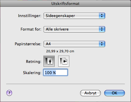 SKRIVE UT FRA MAC OS X 28 Angi utskriftsalternativer og skrive ut fra Mac OS X-programmer I Mac OS X-programmer angis utskriftsalternativer fra dialogruten Utskriftsformat og dialogruten Skriv ut.