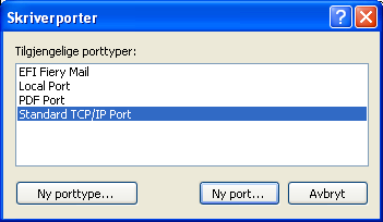 SKRIVE UT FRA WINDOWS 51 3 Klikk på Porter-fanen. 4 Klikk på Legg til port for å legge til en ny port. Hvis du vil endre portinnstillingene, fortsett til trinn 11.