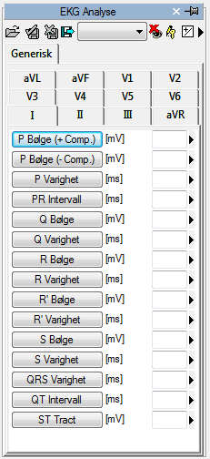 For å få tilgang til et mer avansert eller bruker-tilpasset måle-panel, må du enten åpne en eksisterende DICOM SR EKG rapport eller opprette en ny.